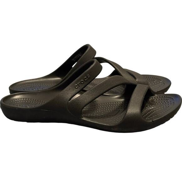 Crocs Kadee II Sandals Womens Black Strappy Slip On Slides Comfort Size 10 - Picture 2 of 5
